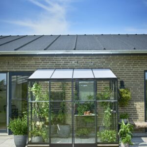 Muurkas Qube Lean-to 68 zwart 3 mm veiligheidsglas + 6 mm polycarbonaat