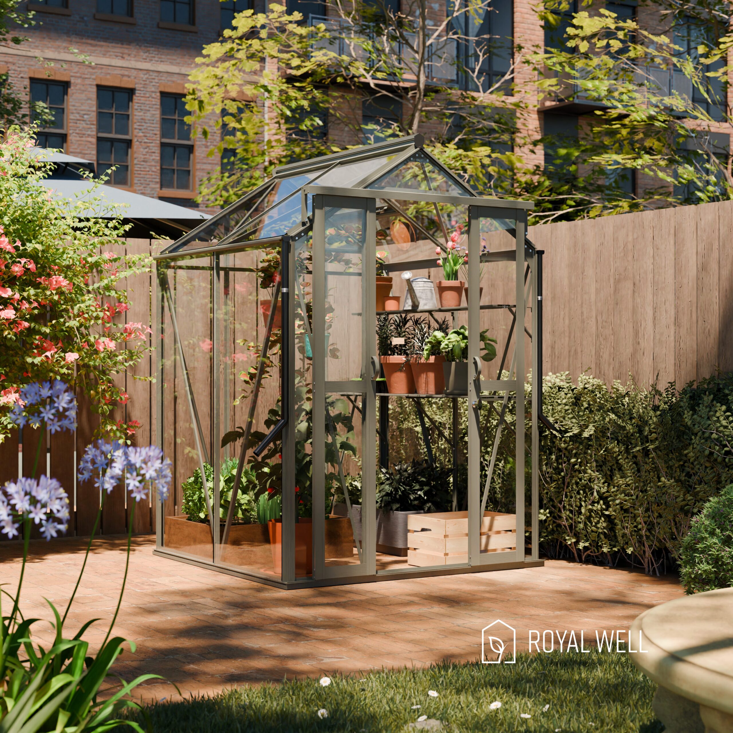 Gewächshaus Anne I, grün-grau