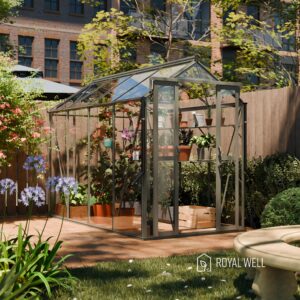 Gewächshaus Anne III, grün-grau